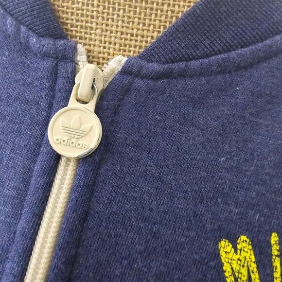Adidas Michigan Wolverines Classic Striped Sleeve Zip Up Sweatshirt Large - Picture 4 of 10